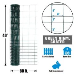 40 In. X 50 Ft. 16-Gauge Green PVC-Coated Rabbit Guard Fence, Poultry Fencing Wire Roll For Garden Yard Vegetable Plant -Dewalt Tools Shop fencer wire welded wire fencing wrv16 g4x50mv 40 1000