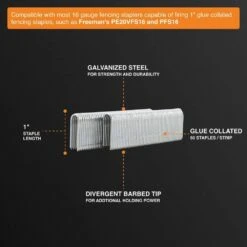 16-Gauge 1 In. Glue Collated Fencing Staples With 3/8 In. Crown - 2,000 Count - Galvanized Steel, Heavy-Duty Outdoor Use -Dewalt Tools Shop freeman pneumatic staples fs16g1 4f 1000