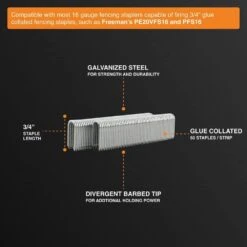 16-Gauge 3/4 In. Glue Collated Barbed Fencing Staples (2000-Count) -Dewalt Tools Shop freeman pneumatic staples fs16g75 4f 1000