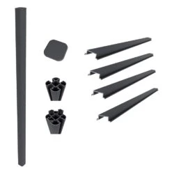 Ultra Easy Fencing 6 Ft. X 6 Ft. Gray Aluminum Ground Install Fence Post Kit For Composite Fence Panel