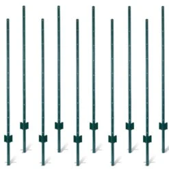 5 Ft. L X 1.1 In. W X U-Channel H Green Steel Fence Post Heavy-Duty Fencing Installation For Garden And Farm (10-Pack)