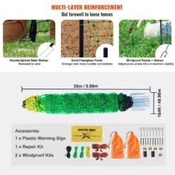 35 In. H X 164 Ft. L Farms Utility Portable Mesh Electric Fence Netting PE Net Fencing W/Posts And Double-Spiked Stakes -Dewalt Tools Shop green atengnes garden fencing yd240256 1f 1000