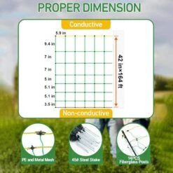 42 In. H X 164 Ft. L Farms Utility Portable Mesh Electric Fence Netting PE Net Fencing W/Posts And Double-Spiked Stakes -Dewalt Tools Shop green atengnes garden fencing yd240257 76 1000