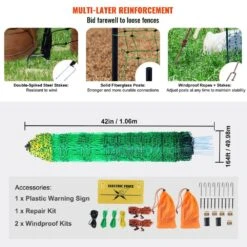 42 In. H X 164 Ft. L Farms Utility Portable Mesh Electric Fence Netting PE Net Fencing W/Posts And Double-Spiked Stakes -Dewalt Tools Shop green atengnes garden fencing yd240257 fa 1000