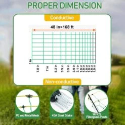 48 In. H X 168 Ft. L Farms Utility Portable Mesh Electric Fence Netting PE Net Fencing W/Posts And Double-Spiked Stakes -Dewalt Tools Shop green atengnes garden fencing yd240258 76 1000