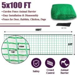 5 Ft. X100 Ft. Green Plastic Safety Garden Snow Fence Temporary Construction Fencing Animal Barrier Net -Dewalt Tools Shop green atengnes garden fencing yd240548 76 1000