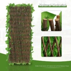 Expandable Faux Privacy Fence, Decorative Faux Ivy Greenery Fencing Panel, With White Flower (4-Pack) -Dewalt Tools Shop green garden fencing d0102hpk737 1f 1000