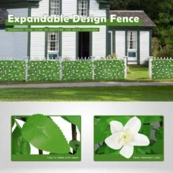 Expandable Faux Privacy Fence, Decorative Faux Ivy Greenery Fencing Panel, With White Flower (4-Pack) -Dewalt Tools Shop green garden fencing d0102hpk737 31 1000
