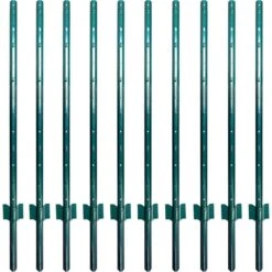 4 Ft. Fence Post Sturdy Duty Metal-Wire Fencing Steel Post For Outdoor In Green (10-Packs)