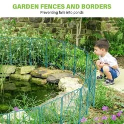 24 In. Metal Garden Fence, Decorative Garden Fencing With Leaf Pattern For Dogs (10-Pack) -Dewalt Tools Shop green ogetfuur garden fencing cv8p 1t5 1f 1000