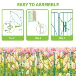 24 In. Metal Garden Fence, Decorative Garden Fencing With Leaf Pattern For Dogs (10-Pack) -Dewalt Tools Shop green ogetfuur garden fencing cv8p 1t5 40 1000