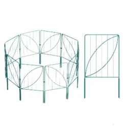24 In. Metal Garden Fence, Decorative Garden Fencing With Leaf Pattern For Dogs (10-Pack)