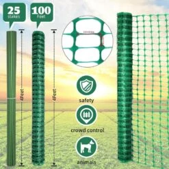 48 In. Plastic Temporary Garden Fence With Posts And Ties Green 4 X 100 Feet Reusable Safety And Construction Fencing -Dewalt Tools Shop green oyezvary garden fencing 28csa11236 44 1000