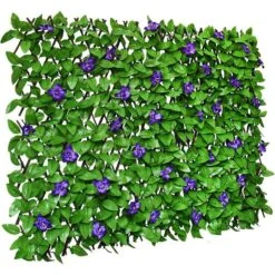25 In. Plastic Garden Fence For Balcony Patio Outdoor, Decorative Faux Ivy Fencing Panel, Artificial Hedges