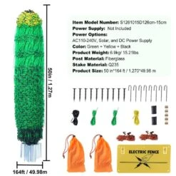 Electric Fence Netting 50 In. H X 164 Ft. L Polywire Mesh With Posts And Double-Spiked Stakes Portable Utility Fencing -Dewalt Tools Shop green svopes garden fencing dxjcwlw50in108x25v9 1217 76 1000