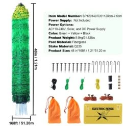 Electric Fence Netting, 48 In. H X 168 In. L, PE Fencing Kit With Posts And Double-Spiked Stakes For Poultry -Dewalt Tools Shop green svopes garden fencing xxjqwlw48in1mre8av9 1030 76 1000