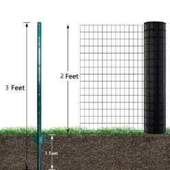 1.2 In. X 3/5 In. X 3 Ft. Metal No Dig Garden U Fence Post For Wire Fencing Steel Post For Yard, Green, Pack Of 10 -Dewalt Tools Shop green t posts u posts 0l4h9u6k c3 1000