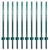 1.2 In. X 3/5 In. X 4 Ft. Metal No Dig Garden U Fence Post For Wire Fencing Steel Post For Yard, Green, Pack Of 10