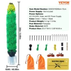 Electric Fence Netting 41.34 In. H X 164 In. L Polywire Garden Fence PE Net Fencing With Posts And Double-Spiked Stakes -Dewalt Tools Shop green vevor garden fencing dxjcwlw35in1ed6dav9 76 1000