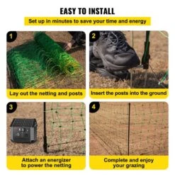 42.5 In. H X 164 Ft. L Polywire Electric Fence Netting Net Fencing With 14 Posts Utility Portable Mesh For Farms -Dewalt Tools Shop green vevor garden fencing ktddzwlw108cmtcuyv0 fa 1000