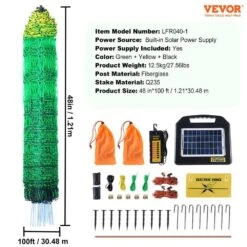 Electric Fence Netting 48 In. H X 100 In. L PE Net Fencing With Solar Charger/Posts Stakes Utility Portable Polywire -Dewalt Tools Shop green vevor garden fencing xxjqwlw48in18wol0v9 76 1000