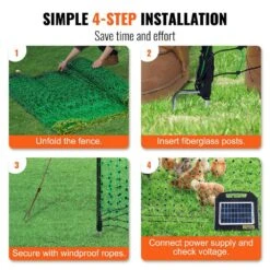 Electric Fence Netting 48 In. H X 100 In. L PE Net Fencing With Solar Charger/Posts Stakes Utility Portable Polywire -Dewalt Tools Shop green vevor garden fencing xxjqwlw48in18wol0v9 fa 1000