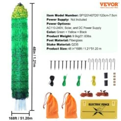 Electric Fence Netting 48 In. H X 168 In. L PE Net Fencing Kit With Double-Spiked Stakes Utility Portable Mesh Polywire -Dewalt Tools Shop green vevor garden fencing xxjqwlw48in1mre8av9 76 1000
