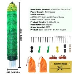 Electric Fence Netting, 42 In. H X 164 Ft. L, PE Fencing With Posts And Double-Spiked Stakes, Polywire Garden Fence 16 Electric Fence Netting, 42 In. H X 164 Ft. L, PE Fencing With Posts And Double-Spiked Stakes, Polywire Garden Fence -Dewalt Tools Shop green yellow black svopes garden fencing dxjcwlw42in1lycclv9 1022 76 1000