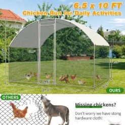 6.5 Ft. X 9.8 Ft. X 6.5 Ft. Large Poultry Fencing Metal Chicken Run House With Waterproof Cover Arch Chicken Coop 13 6.5 Ft. X 9.8 Ft. X 6.5 Ft. Large Poultry Fencing Metal Chicken Run House With Waterproof Cover Arch Chicken Coop -Dewalt Tools Shop karl home chicken coops k1g67000004 4f 1000