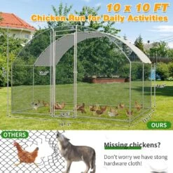 9.8 Ft. X 9.8 Ft. X 6.5 Ft. Large Poultry Fencing Metal Chicken Run House With Waterproof Cover Arch Chicken Coop -Dewalt Tools Shop karl home chicken coops k1g67000005 4f 1000