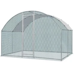 9.8 Ft. X 9.8 Ft. X 6.5 Ft. Large Poultry Fencing Metal Chicken Run House With Waterproof Cover Arch Chicken Coop