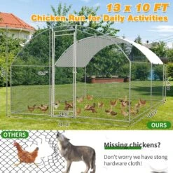 13.1 Ft. X 9.8 Ft. X 6.5 Ft. Large Poultry Fencing Metal Chicken Run House With Waterproof Cover Arch Chicken Coop -Dewalt Tools Shop karl home chicken coops k1g67000006 4f 1000