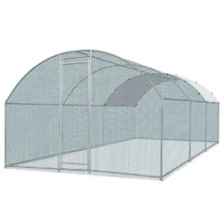 19.7 Ft. X 9. 8 Ft. X 6.5 Ft. Large Poultry Fencing Metal Chicken Run House With Waterproof Cover Arch Chicken Coop