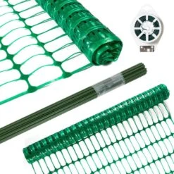 Plastic Mesh Fencing Roll With Steel Stakes Temporary Reusable Netting For Pool Garden Construction 1 Roll
