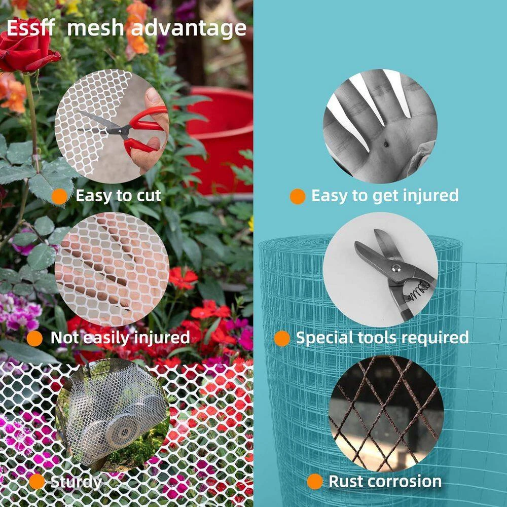 15.7 In. X 32.8 Ft. Black Plastic Netting Multi-Use Decorative Fencing For Poultry Dogs Rabbits Chicken Snake Barrier 7 15.7 In. X 32.8 Ft. Black Plastic Netting Multi-Use Decorative Fencing For Poultry Dogs Rabbits Chicken Snake Barrier - Image 5