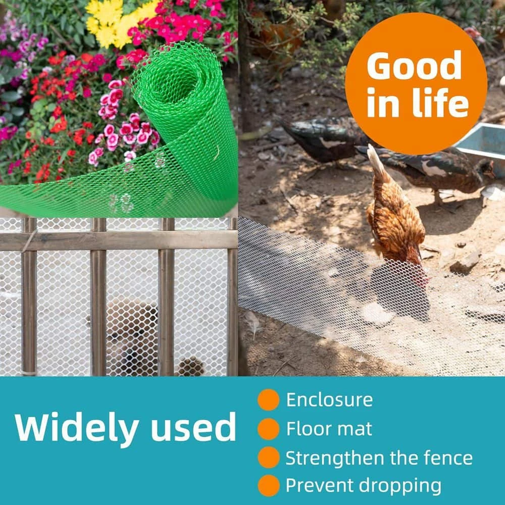 15.7 In. X 32.8 Ft. Black Plastic Netting Multi-Use Decorative Fencing For Poultry Dogs Rabbits Chicken Snake Barrier 8 15.7 In. X 32.8 Ft. Black Plastic Netting Multi-Use Decorative Fencing For Poultry Dogs Rabbits Chicken Snake Barrier - Image 6