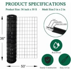 36 In. X 50 Ft. 16-Gauge PVC Coated Black Metal Garden Border Fencing Roll Mesh For Plant Protection Poultry Netting -Dewalt Tools Shop kiwdzfu snow fencing a422ph522337 4f 1000