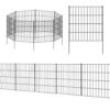 Metal Garden Fence 28in Height X 18.7ft Length 8 Panels 9 Stakes Dog Animal Barrier Black No Dig Yard Fencing
