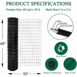 Welded Wire Fence 48 Inch X 50 Foot 16-Gauge PVC Coated Metal Mesh Black Garden Border Fencing Roll For Plant Protection -Dewalt Tools Shop kiwdzfu snow fencing bsa0422053 1f 1000