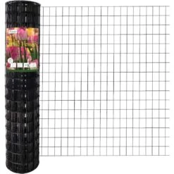 Welded Wire Fence 48 Inch X 50 Foot 16-Gauge PVC Coated Metal Mesh Black Garden Border Fencing Roll For Plant Protection