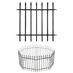 Decorative Metal Garden Fence 24 X 24 Panels, 10 Ft. Total, Folding Landscape Fencing For Yard And Pet Barrier