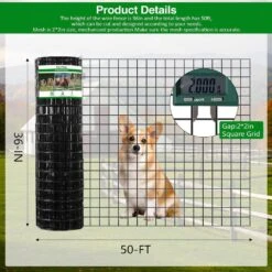 PVC Coated Welded Wire Fencing 36 In. X 50 Ft. 16-Gauge Metal Mesh Roll Black For Garden Border Poultry Netting -Dewalt Tools Shop kiwdzfu snow fencing bsa0422079 4f 1000
