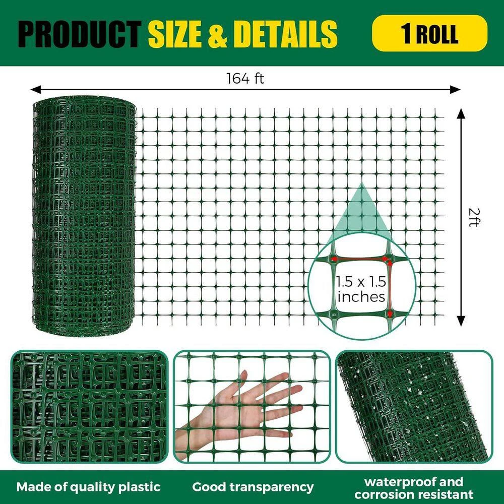 2 X 164 Ft. Plastic Mesh Fence Rol Temporary Netting For Construction Fencing, Animal Fencing, Garden Fencing 4 2 X 164 Ft. Plastic Mesh Fence Rol Temporary Netting For Construction Fencing, Animal Fencing, Garden Fencing - Image 2
