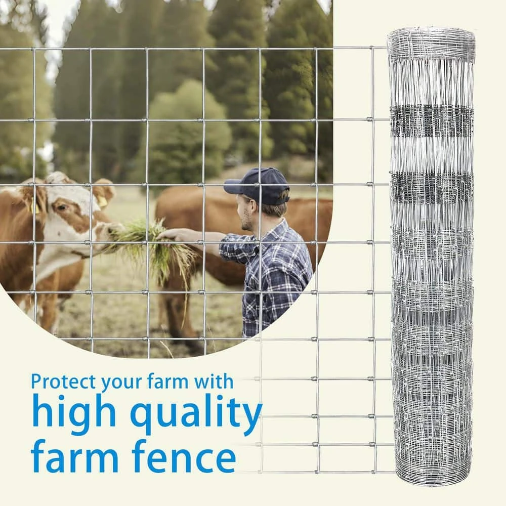 Farm Fence 4 Ft. X 164 Ft. Heavy Zinc Coating Galvanized Field Wire Fencing For Livestock And Animal Protection 6 Farm Fence 4 Ft. X 164 Ft. Heavy Zinc Coating Galvanized Field Wire Fencing For Livestock And Animal Protection - Image 4