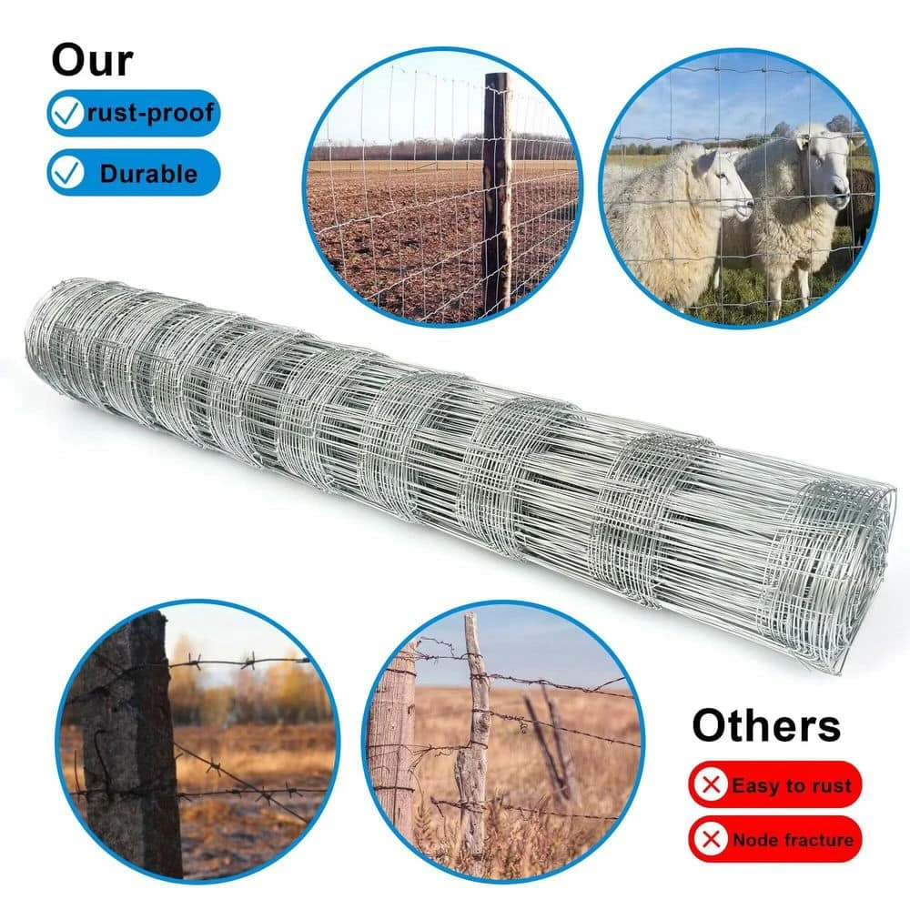 Farm Fence 4 Ft. X 164 Ft. Heavy Zinc Coating Galvanized Field Wire Fencing For Livestock And Animal Protection 8 Farm Fence 4 Ft. X 164 Ft. Heavy Zinc Coating Galvanized Field Wire Fencing For Livestock And Animal Protection - Image 6