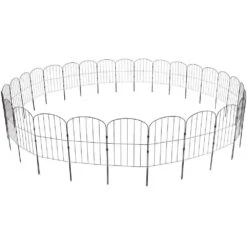 28 Piece 24 In. X 30 Ft. Black No Dig Fence Animal Barrier Fence, Steel Decorative Garden Fencing W/ 2 In. Spike Spacing