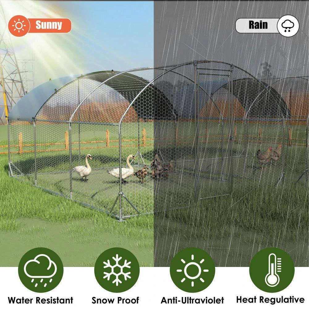 9.2'W X 18.7'L X 6.5'H Metal Chicken Coop, Upgrade Three Support Steel Wire Impregnated Plastic Net Cage,Poultry Fencing 7 9.2'W X 18.7'L X 6.5'H Metal Chicken Coop, Upgrade Three Support Steel Wire Impregnated Plastic Net Cage,Poultry Fencing - Image 5