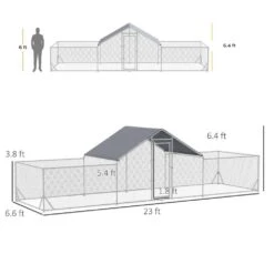 23 Ft. X 6.6 Ft. X 6.4 Ft. Large Metal Walk-in Chicken Coops With Waterproof And Anti-UV Cover, Poultry Fencing -Dewalt Tools Shop maocao hoom chicken coops y p166342 4f 1000