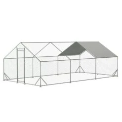 10 X 20 X 6.56 Ft. Metal Walk-in Chicken Coop,Galvanized Wire W/ Waterproof And Anti-Ultraviolet Cover, Poultry Fencing