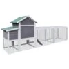 122 In. Large Gray Wood Chicken Coops Hen House Pet Rabbit Hutch Wooden Pet Cage Backyard W/ Nesting Box Poultry Fencing